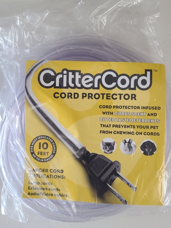 Critter Cord Other - Cord Protector 10 ft Clear Pet Critter Cord Chew Deterrent (A1)